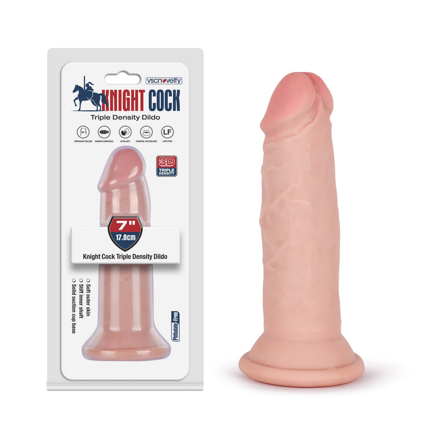 VSC Novelty - Knight Cock 3D Triple Density Dildo - 7"