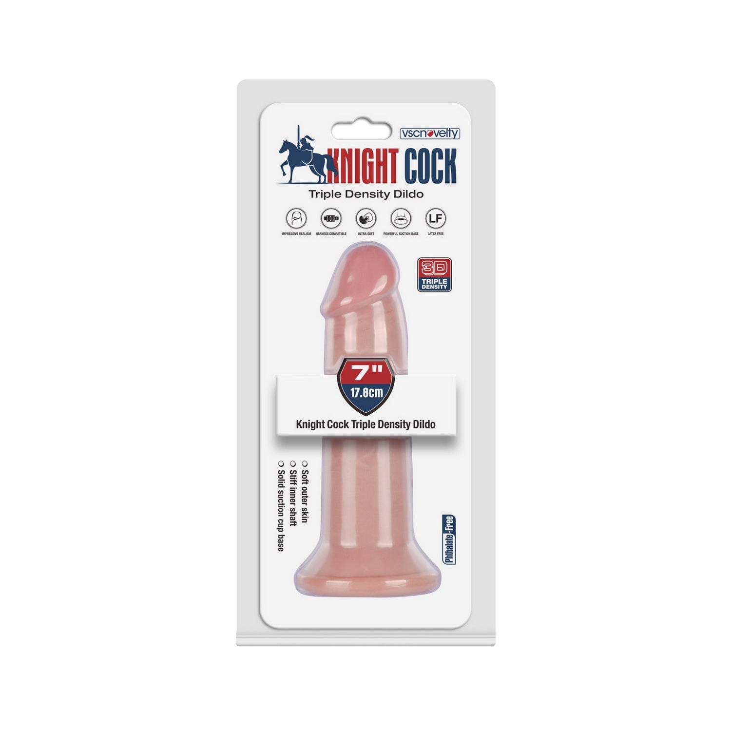 VSC Novelty - Knight Cock 3D Triple Density Dildo - 7"