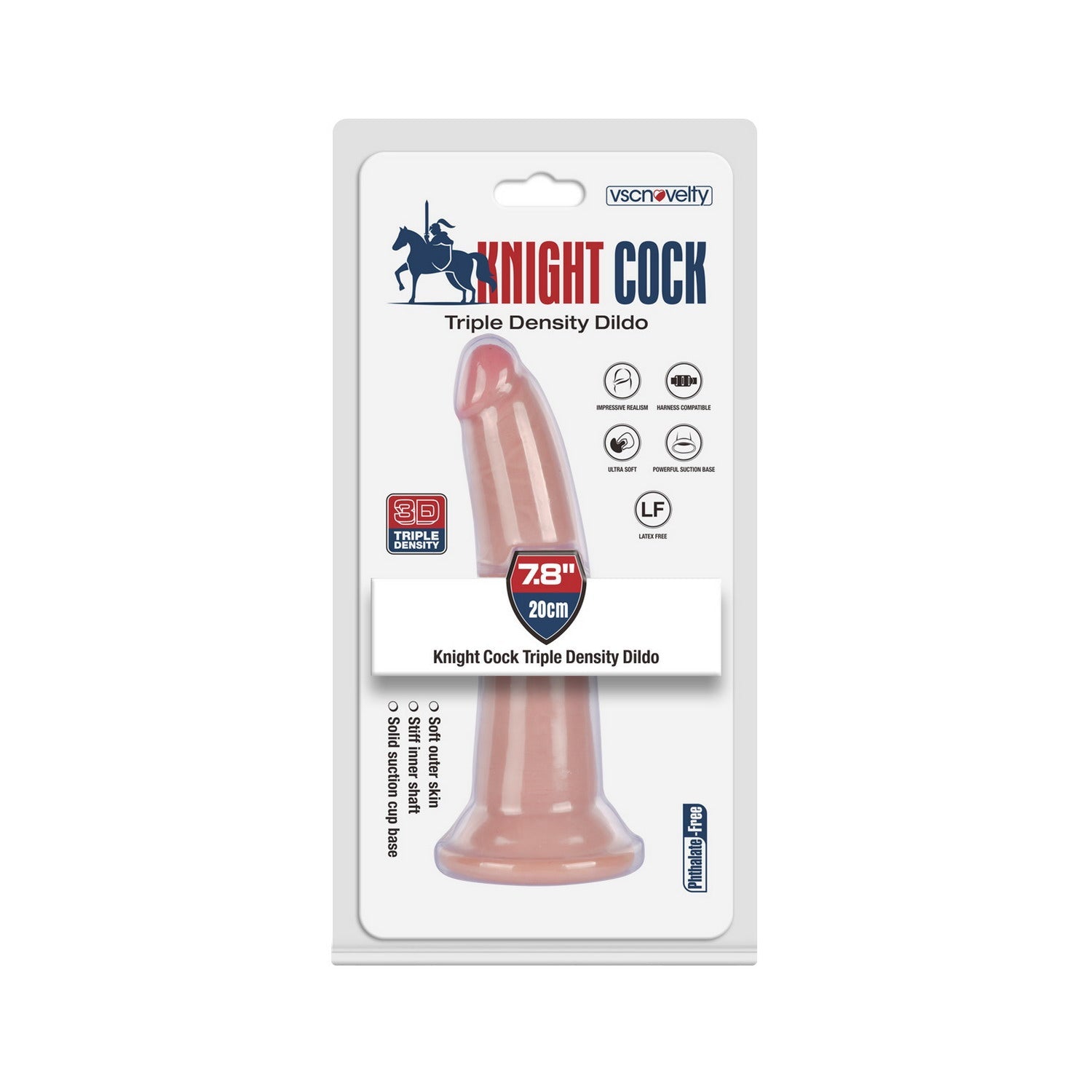 VSC Novelty - Knight Cock 3D Triple Density Dildo - 7.8"