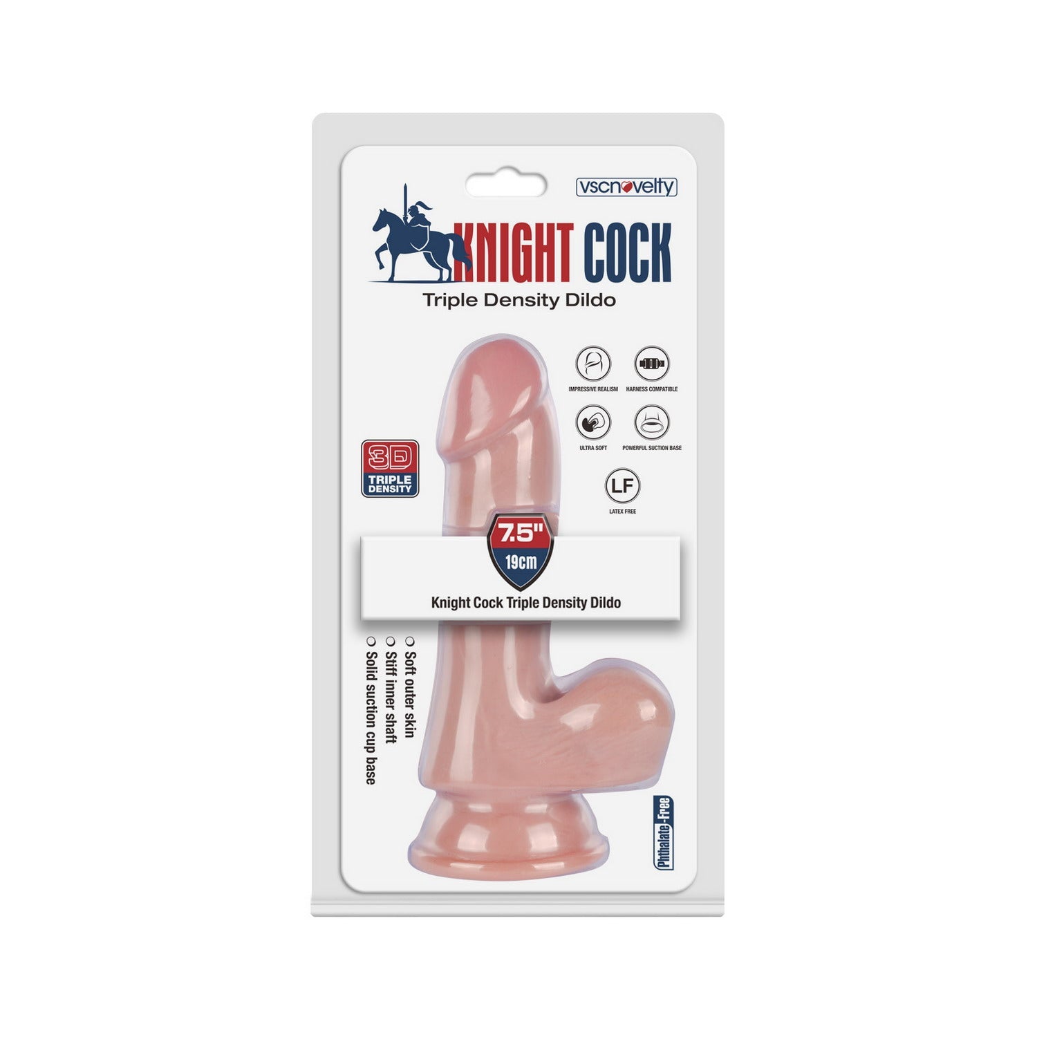 VSC Novelty - Knight Cock 3D Triple Density Dildo - 7.5"