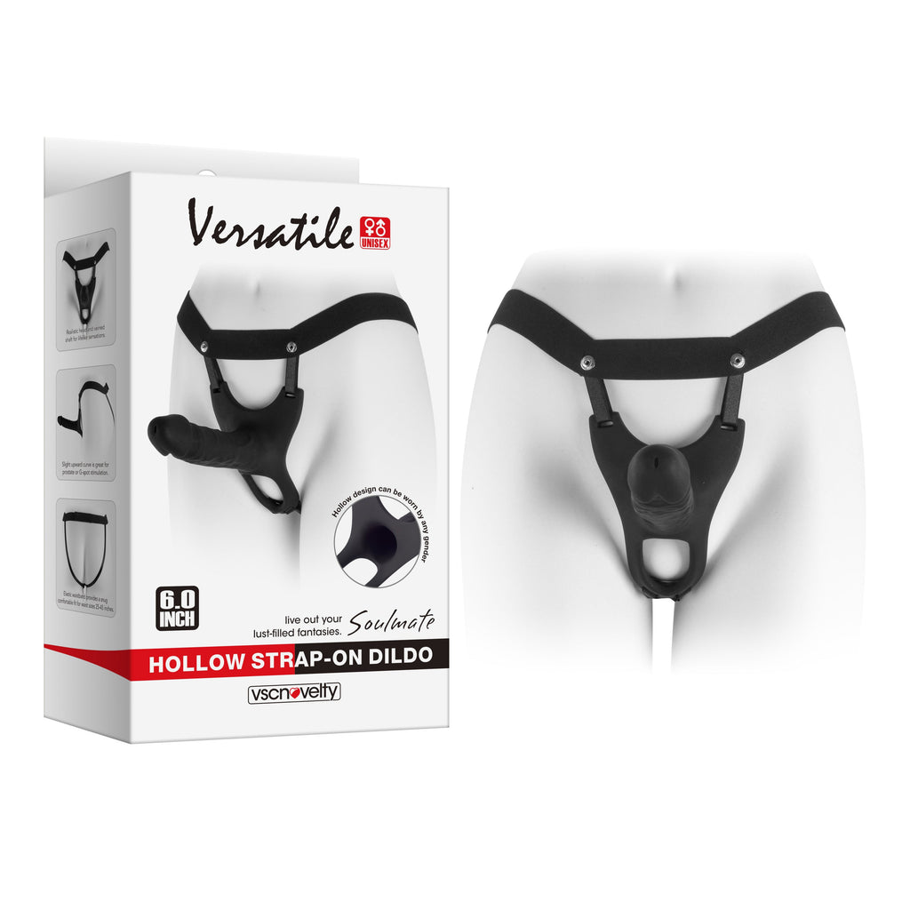 VSC Novelty - Strap-on con Dildo Cavo (Hollow) - 6" - Nero