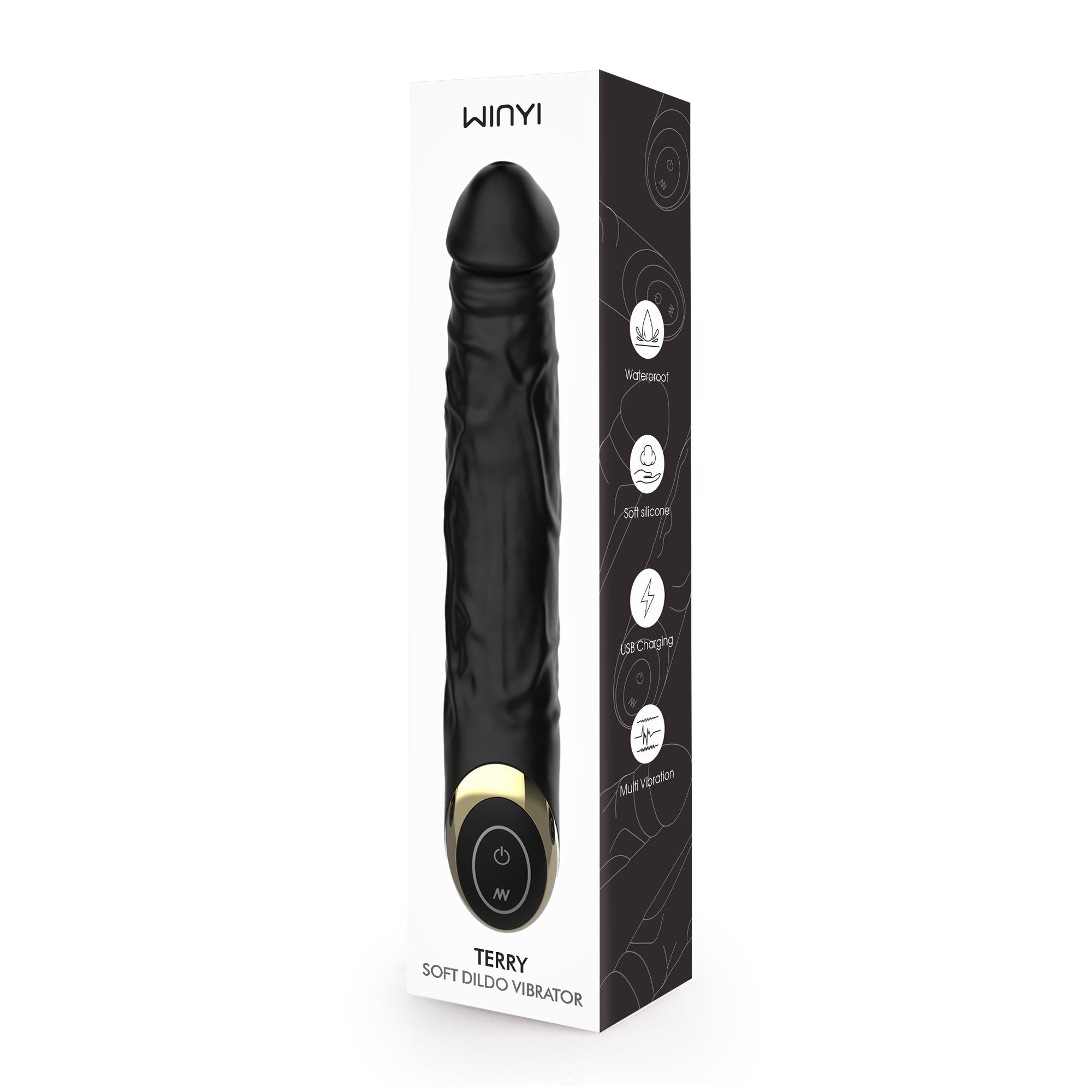 Winyi - Vibratore Realistico Soft Touch - Terry - Nero