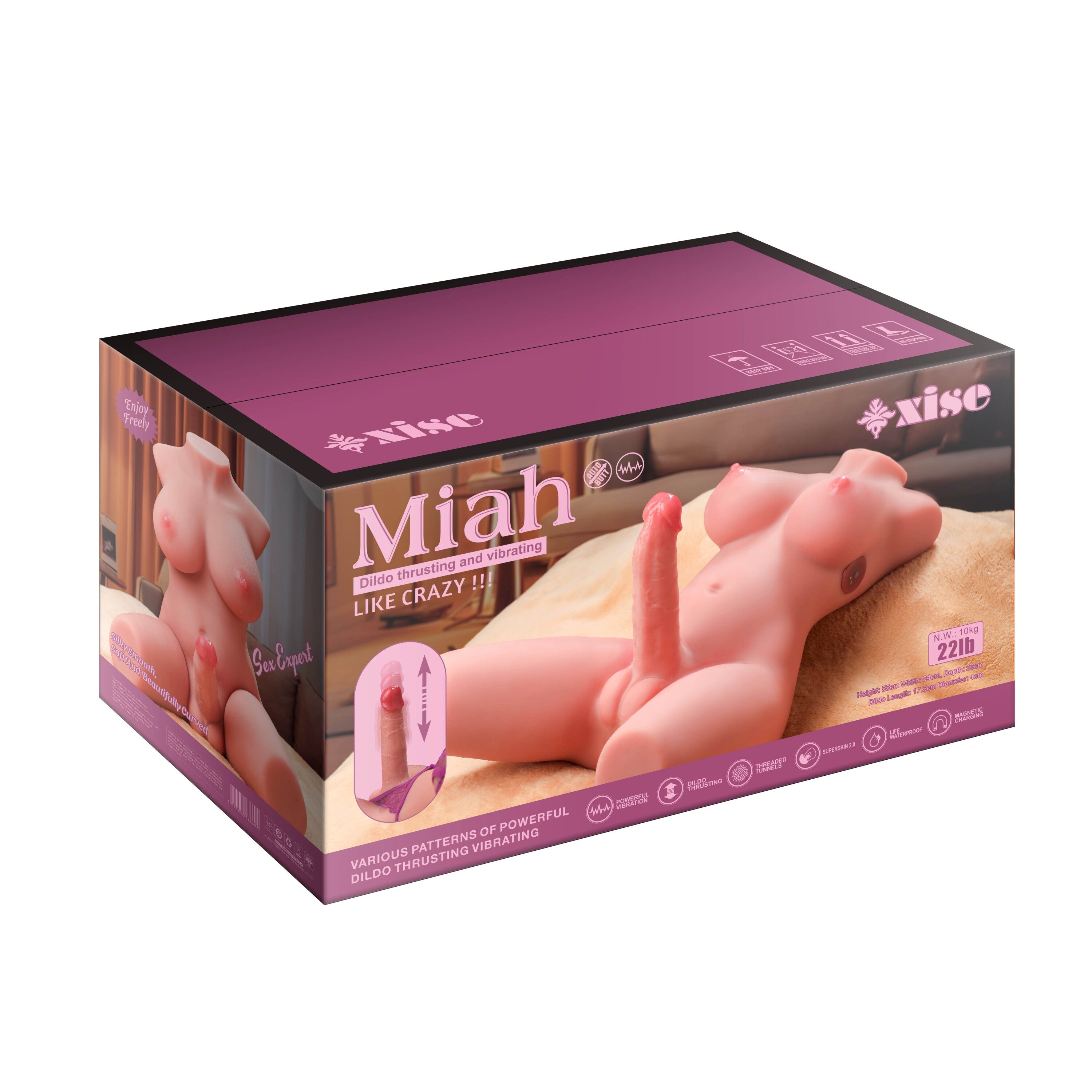 Xise - Miah - Lady Boy Torso con Dildo Thrusting e Vibrante - 6,6"