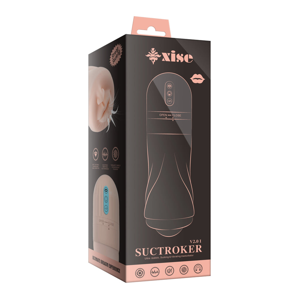 Xise - Suctroker V2 I - Masturbatore Bocca Realistico con Funzione Suzione e Vibrante