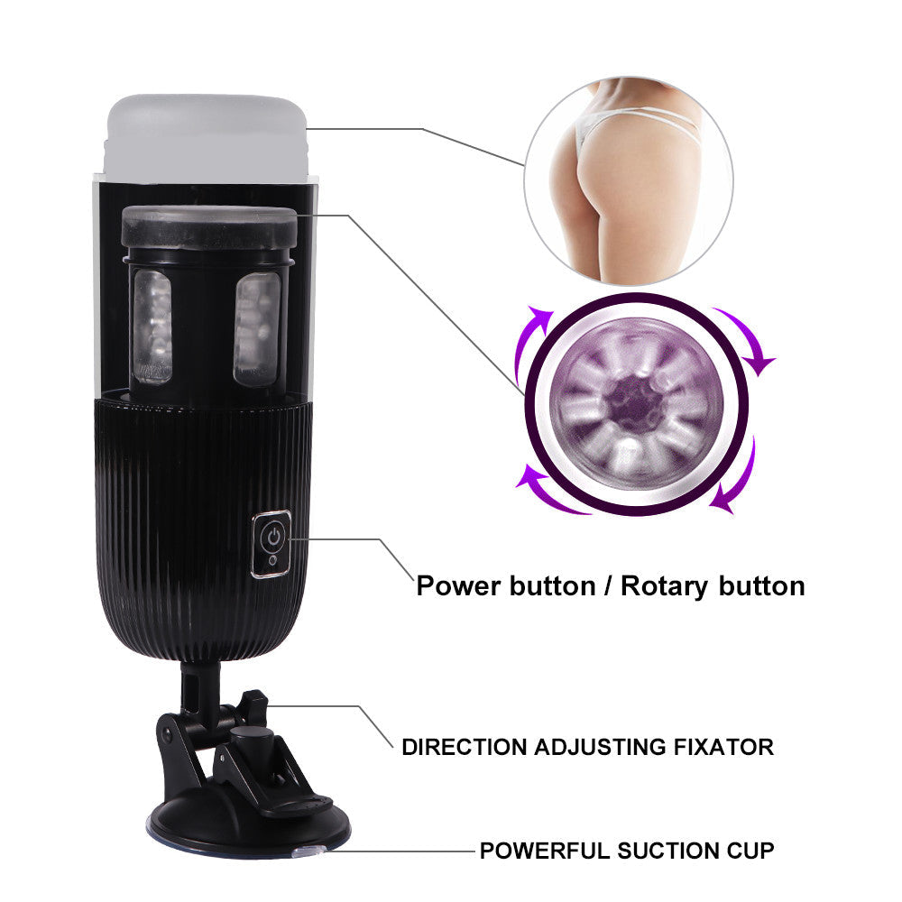 Xise - Masturbatore Neutro con Ventosa Funzione Rotante e Vibrante con Voce Sexy