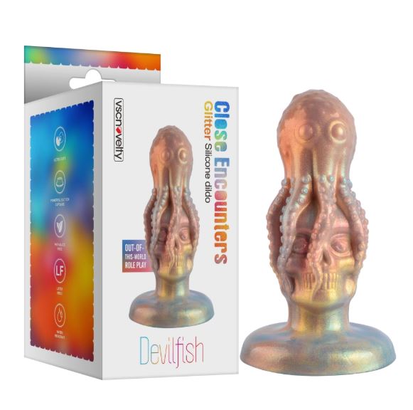 VSC Novelty - Dildo in Silicone Multicolor con Glitter Teschio con Polpo - Devilfish