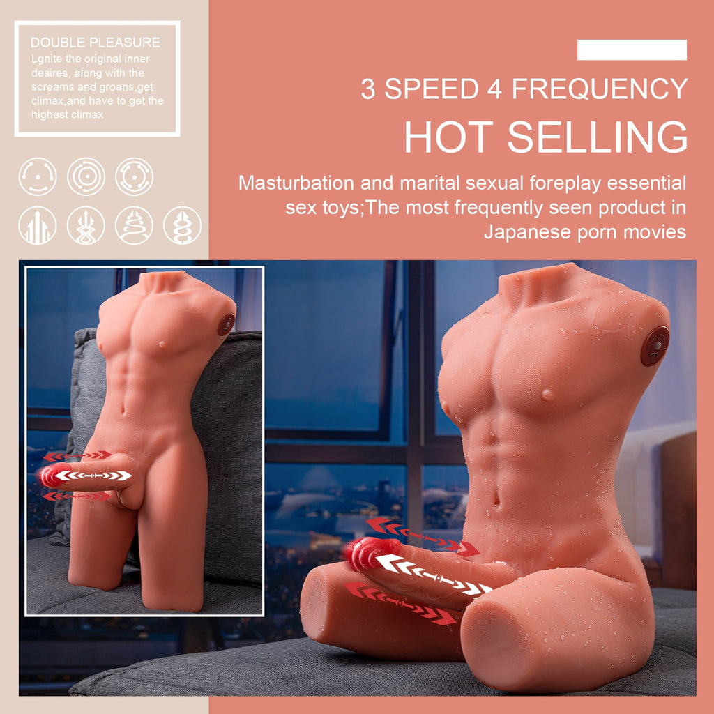 Xise - Jason - Torso Completo con Dildo Funzione Thrusting e Vibrante - 6,7"