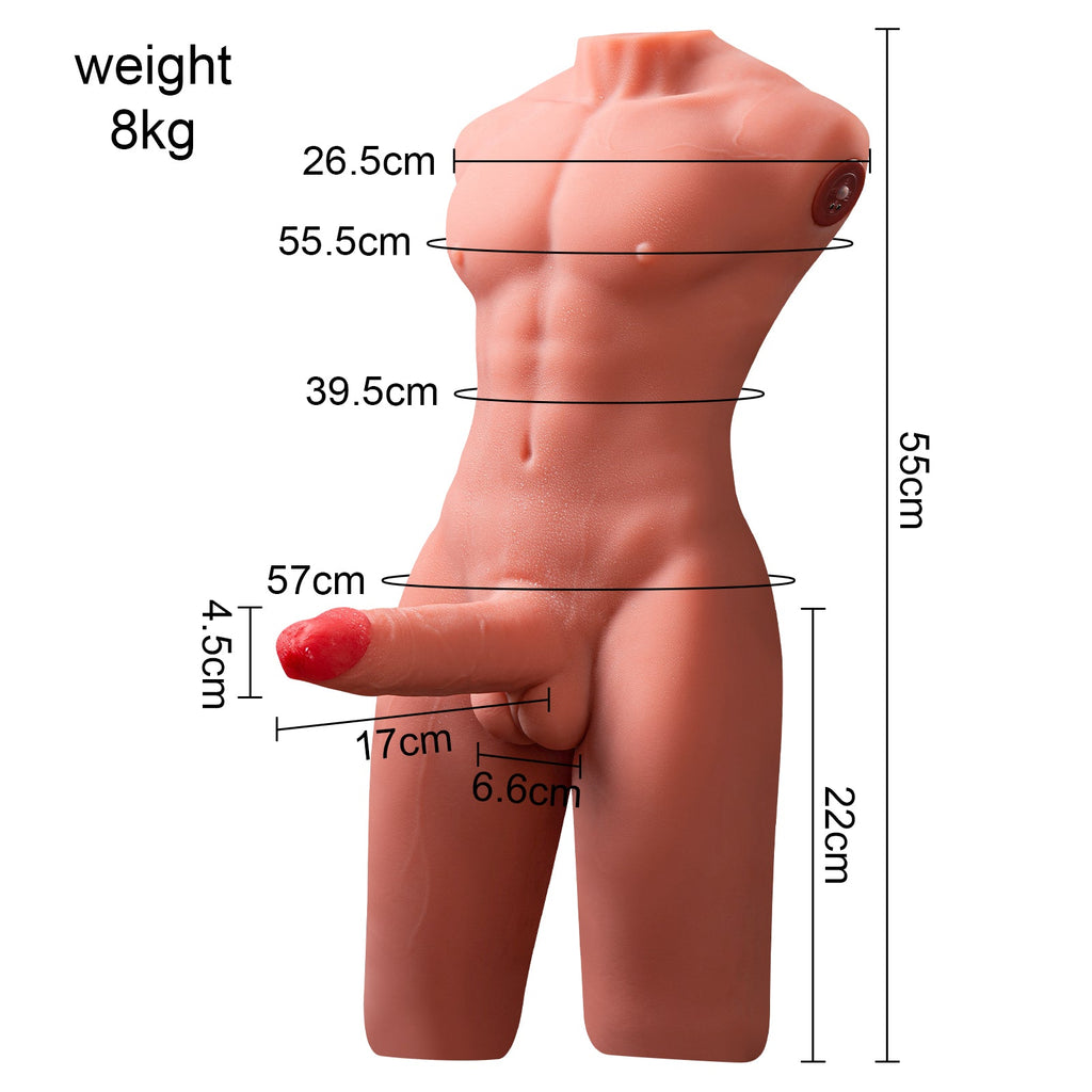 Xise - Jason - Torso Completo con Dildo Funzione Thrusting e Vibrante - 6,7"