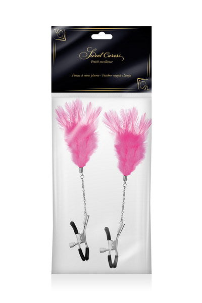 Sweet Caress - Pinza per Capezzoli Regolabile con Piuma - Rosa