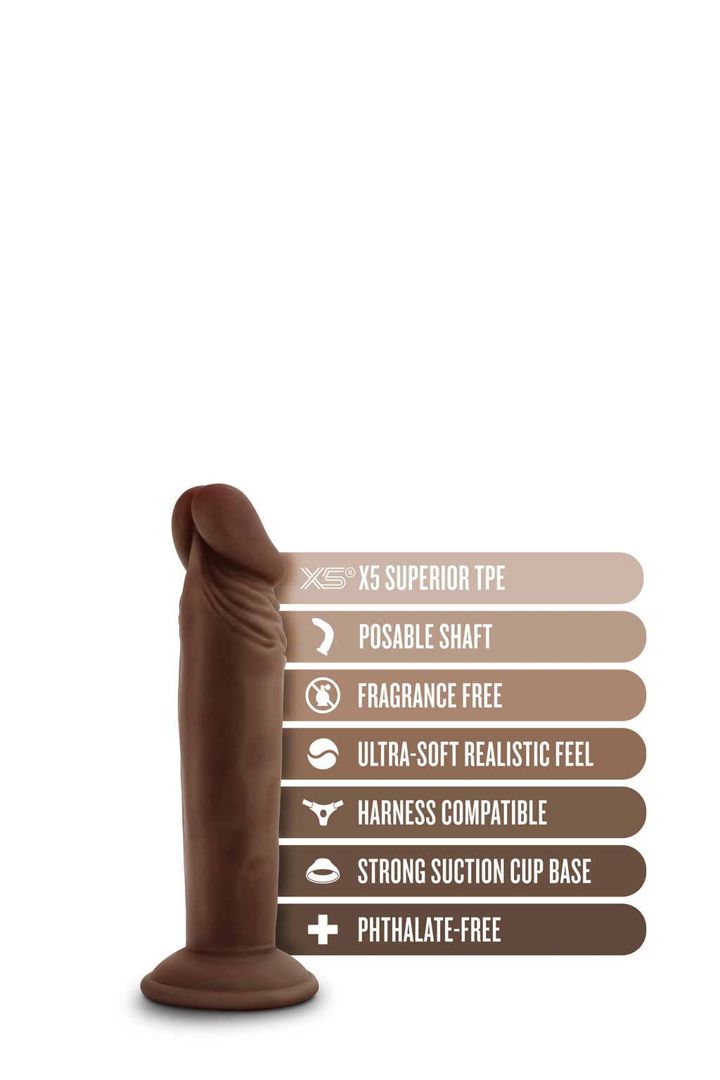 DR. SKIN PLUS DILDO POSIZIONABILE 6 POLLICI CIOCCOLATO