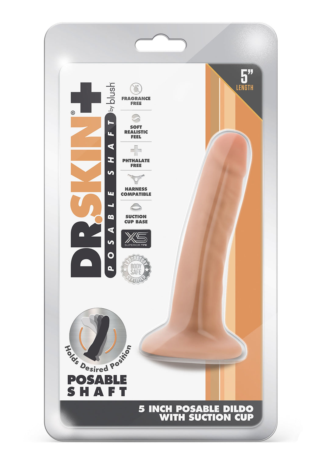 DR. SKIN PLUS DILDO POSABILE DA 5 POLLICI VANIGLIA