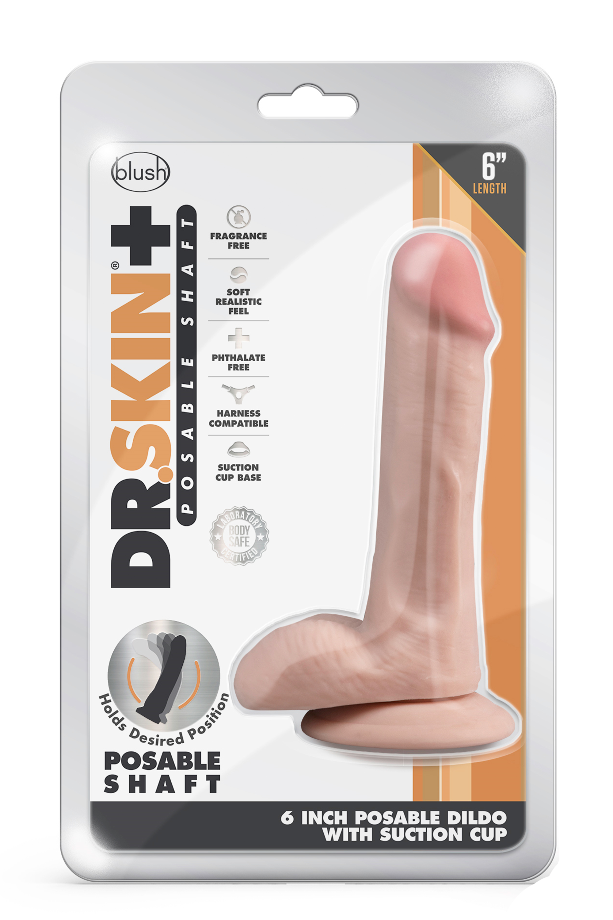 DR. SKIN PLUS DILDO POSABILE DA 6 POLLICI CON PALLINE VANIGLIA