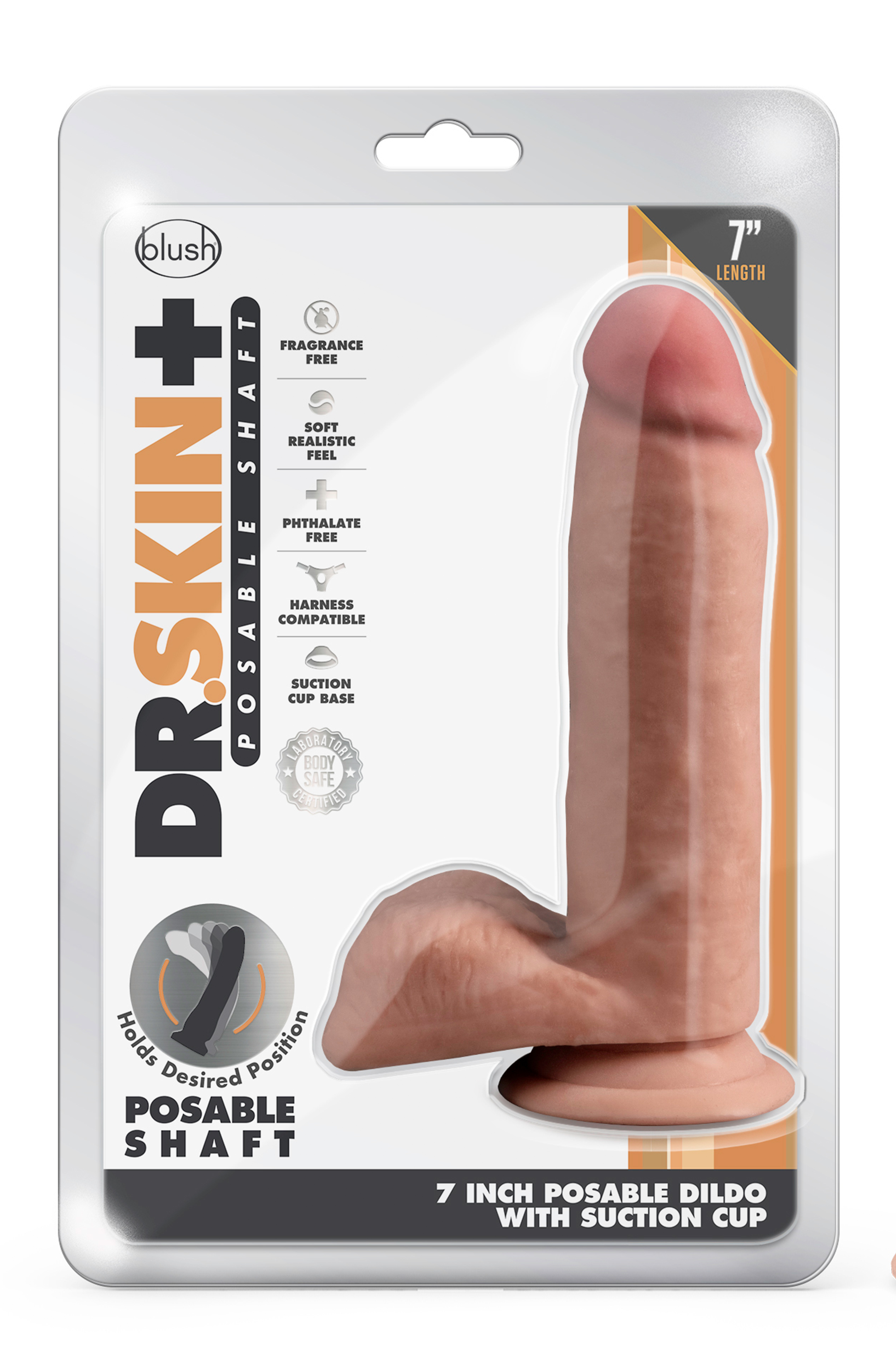 DR. SKIN PLUS DILDO POSABILE DA 7 POLLICI CON PALLE MOCHA