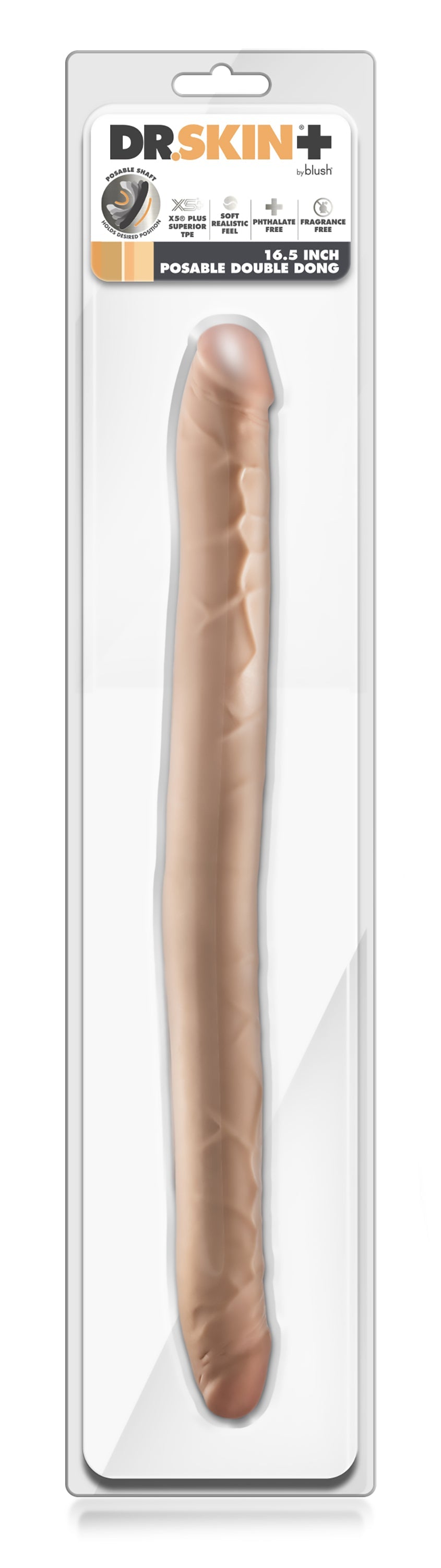 DR. SKIN PLUS 16.5" DOPPIO DONG POSIZIONABILE BEIGE