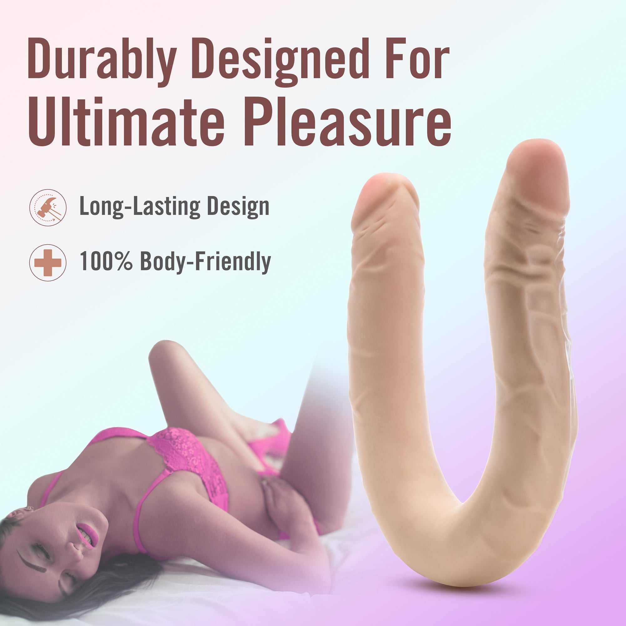 DR. SKIN PLUS 16.5" DOPPIO DONG POSIZIONABILE BEIGE