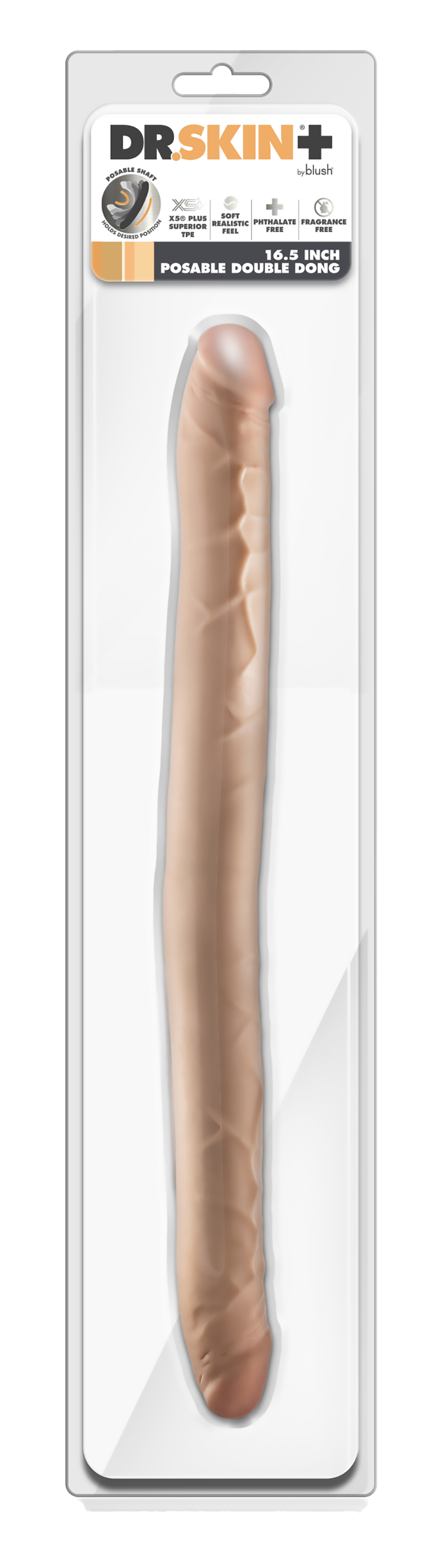 DR. SKIN PLUS 16.5" DOPPIO DONG POSIZIONABILE BEIGE