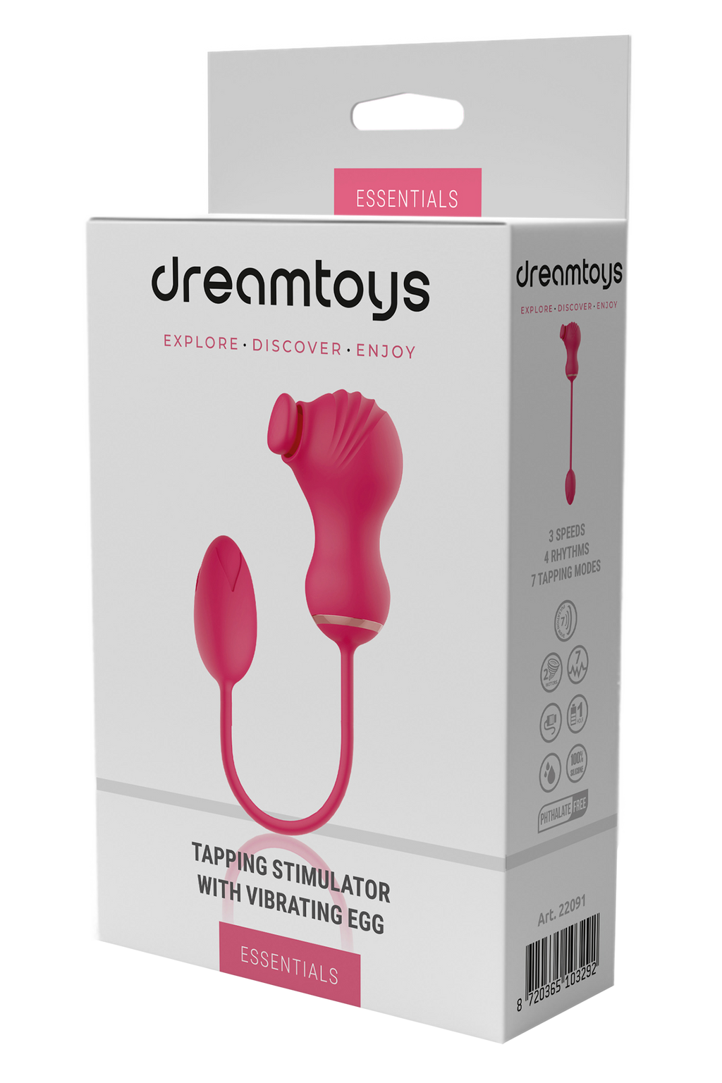 ESSENTIALS DOPPIO STIMOLATORE FLESSIBILE E UOVO VIBRANTE ROSA