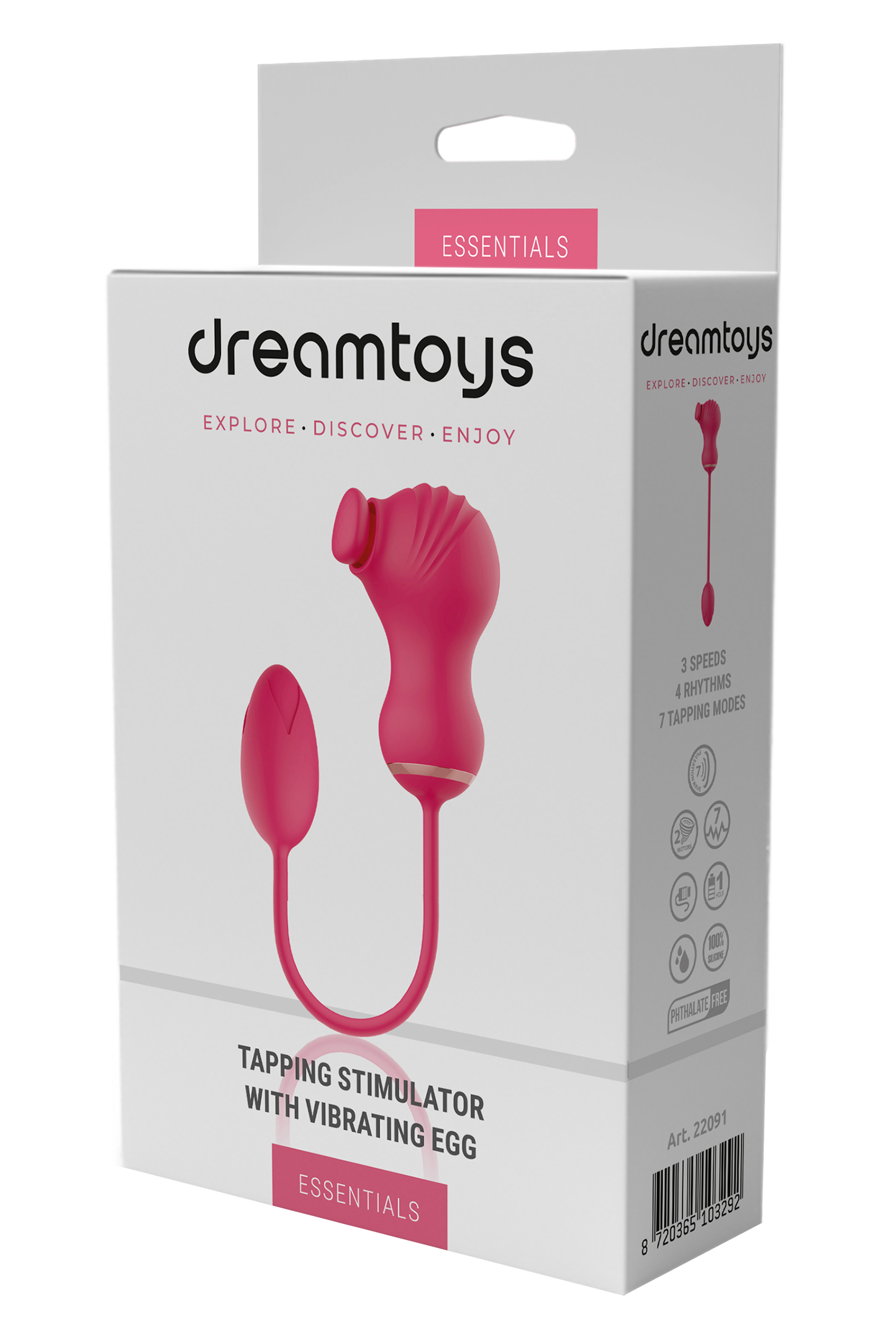 ESSENTIALS DOPPIO STIMOLATORE FLESSIBILE E UOVO VIBRANTE ROSA