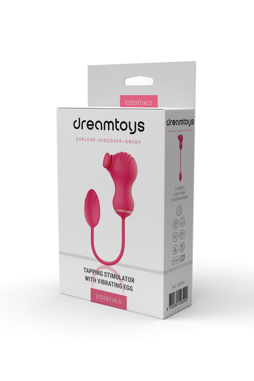 ESSENTIALS DOPPIO STIMOLATORE FLESSIBILE E UOVO VIBRANTE ROSA