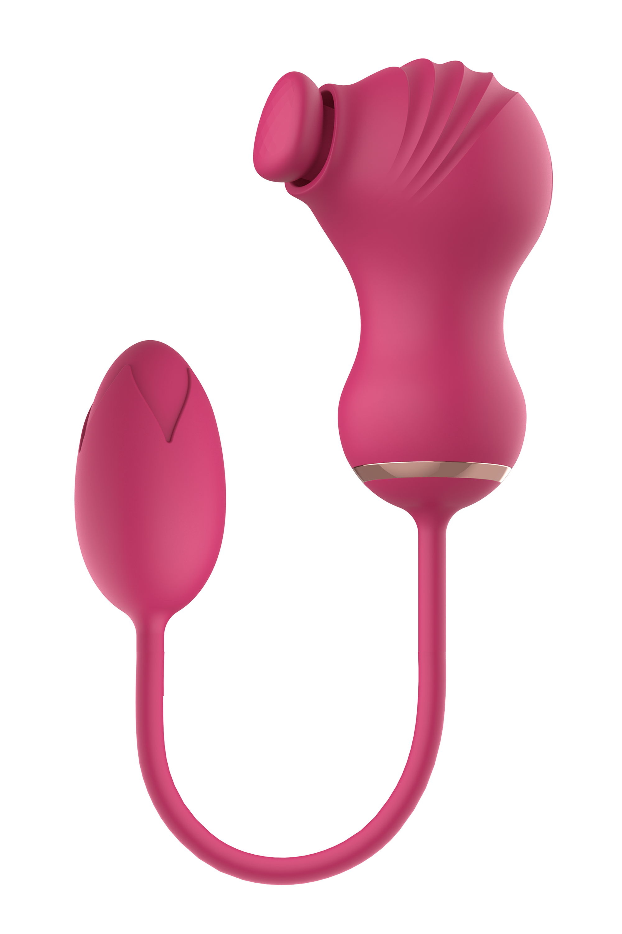 ESSENTIALS DOPPIO STIMOLATORE FLESSIBILE E UOVO VIBRANTE ROSA