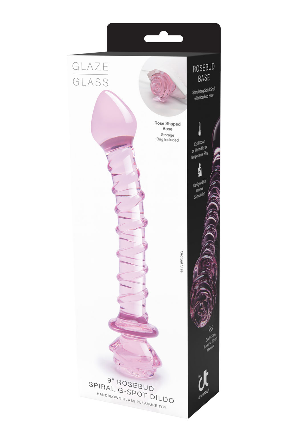 DILDO A SPIRALE CON ROSA IN VETRO Smaltato PER IL PUNTO G