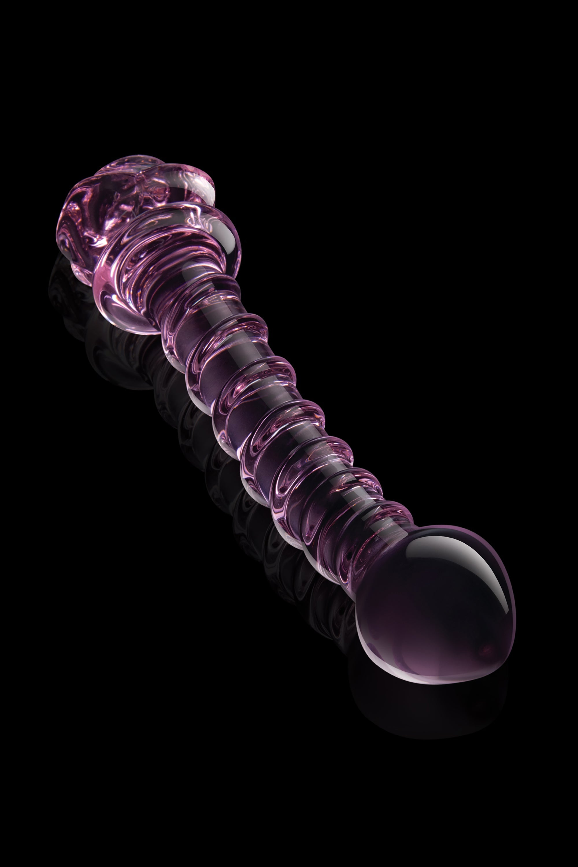 DILDO A SPIRALE CON ROSA IN VETRO Smaltato PER IL PUNTO G