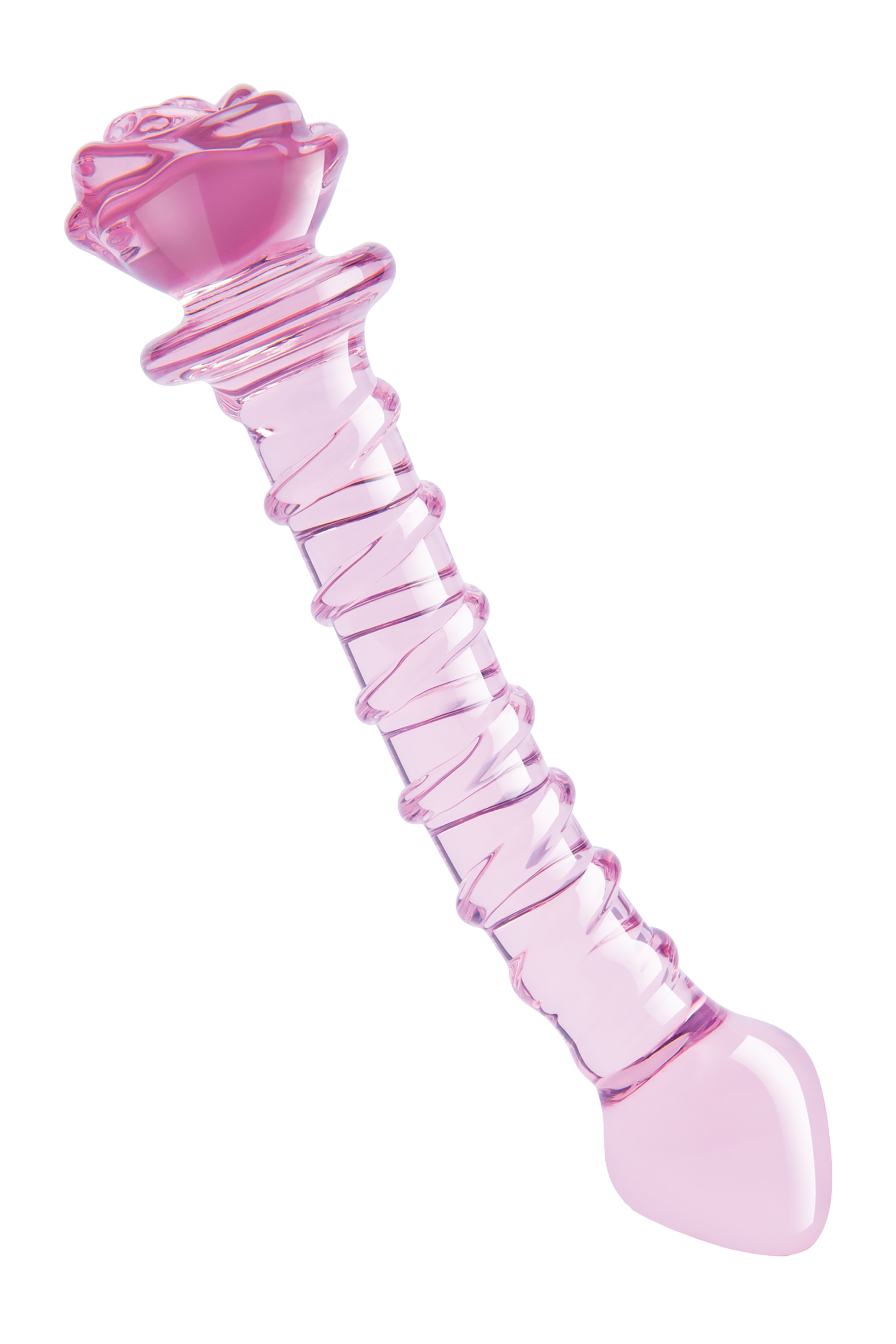 DILDO A SPIRALE CON ROSA IN VETRO Smaltato PER IL PUNTO G