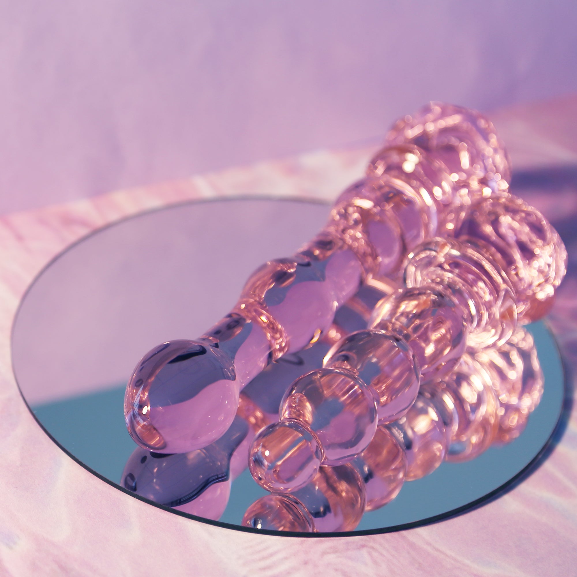DILDO CON PERLINE IN VETRO Smaltato ROSA