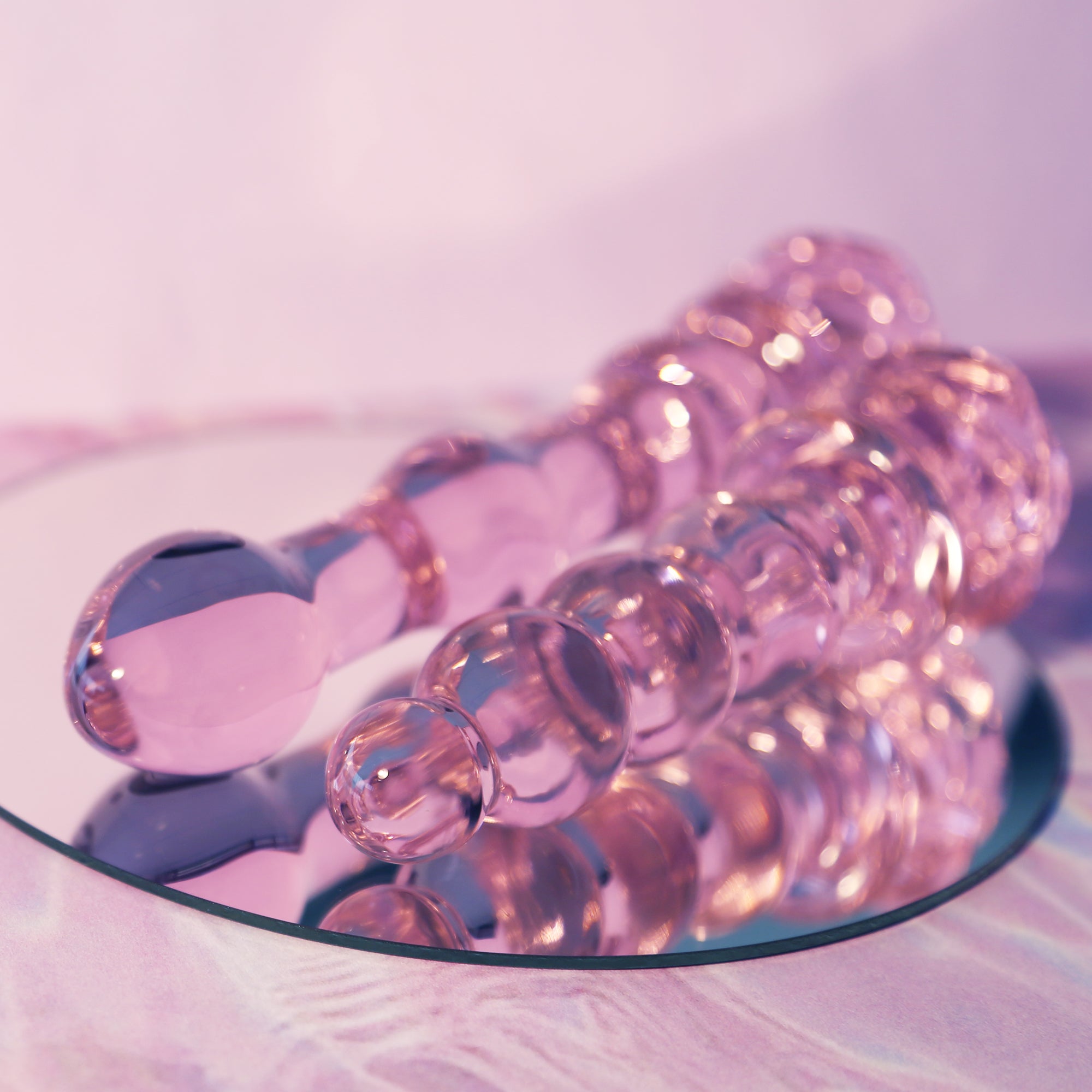 DILDO CON PERLINE IN VETRO Smaltato ROSA