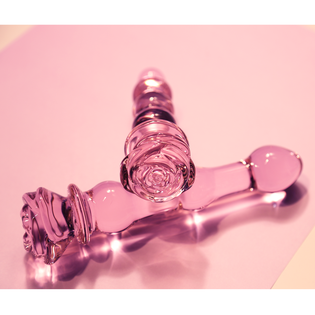 DILDO CON PERLINE IN VETRO Smaltato ROSA