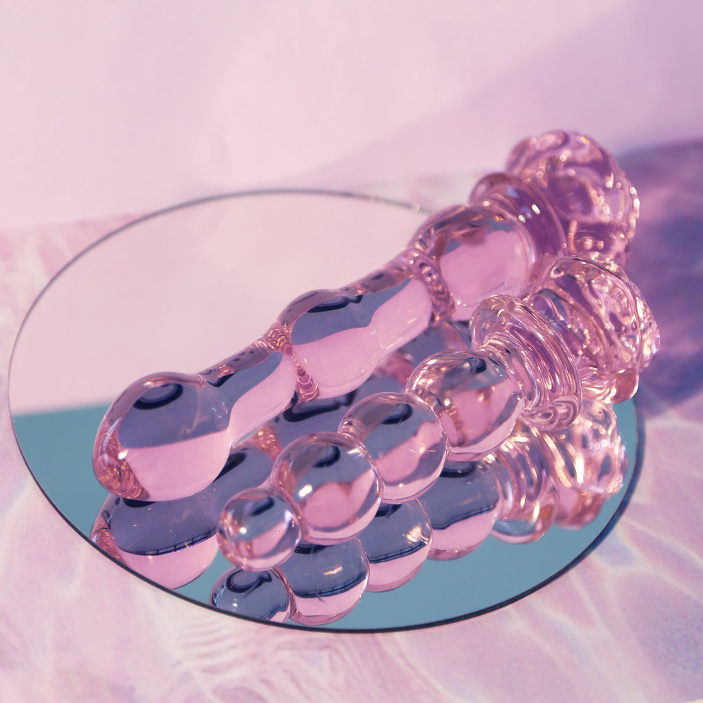 DILDO CON PERLINE IN VETRO Smaltato ROSA