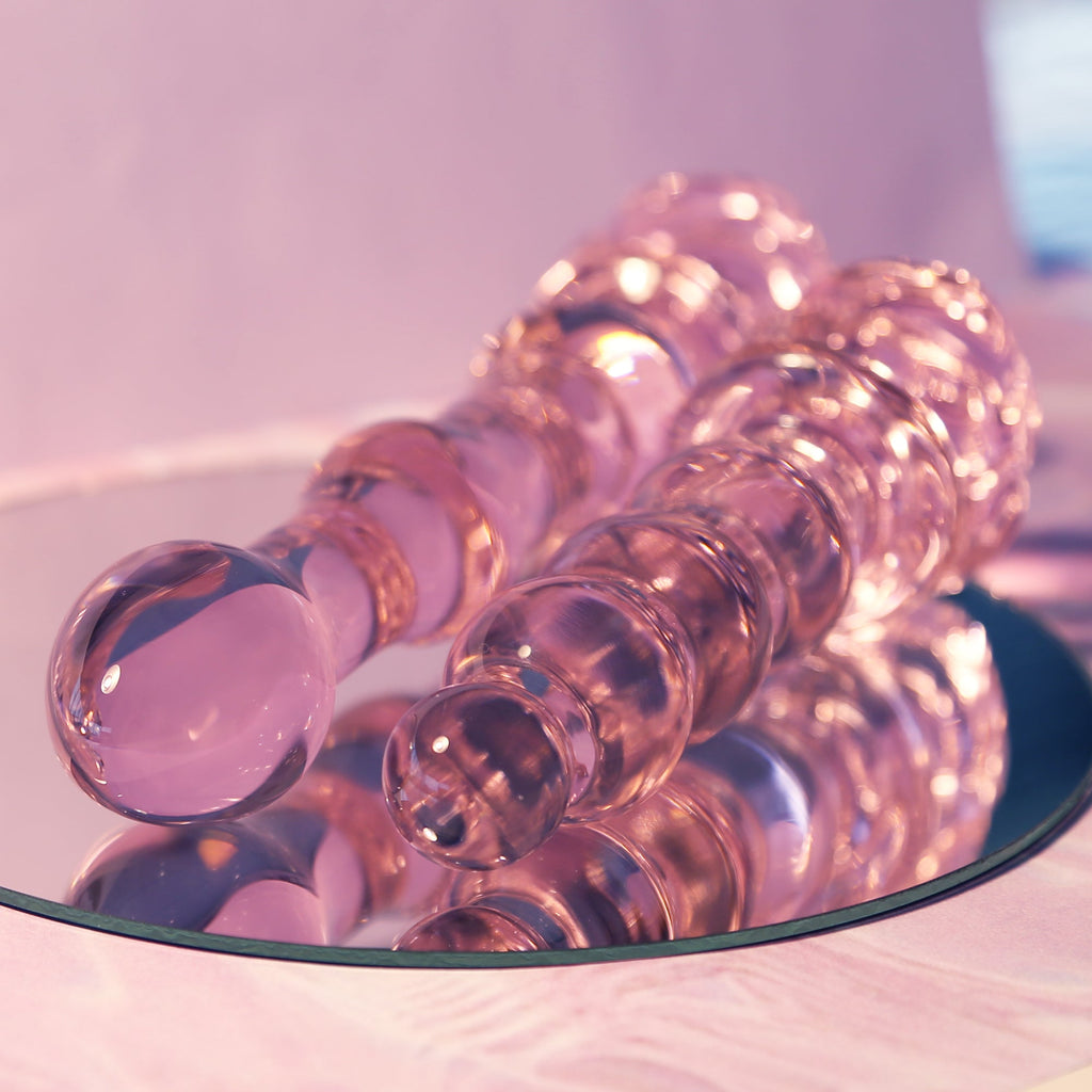 DILDO CON PERLINE IN VETRO Smaltato ROSA