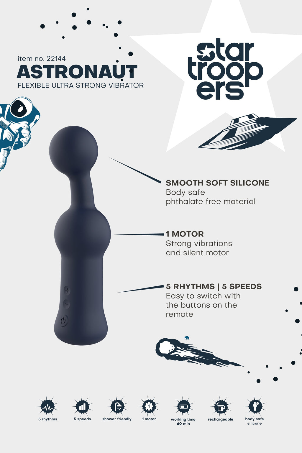 VIBRATORE FLESSIBILE ULTRA FORTE STARTROOPERS ASTRONAUT