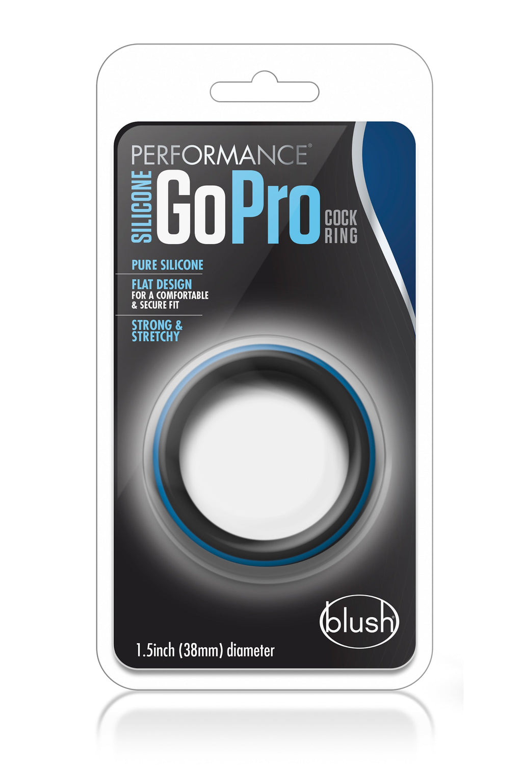 ANELLO PER IL PENE GO PRO IN SILICONE PERFORMANCE NERO/BLU