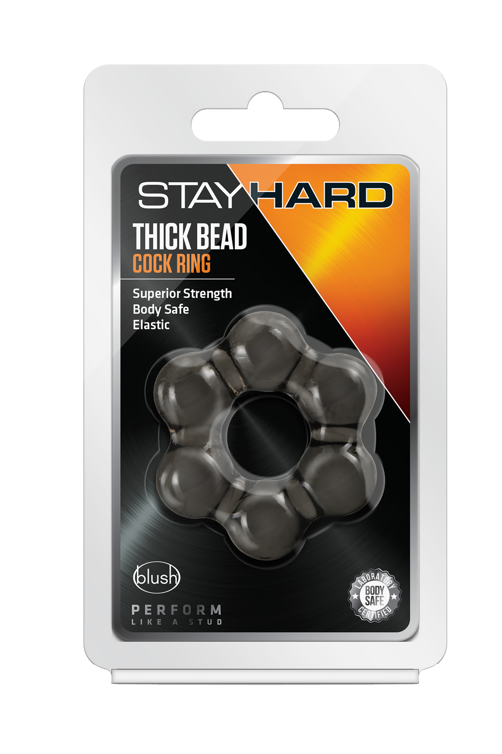 ANELLO PER IL PENE CON PERLINE SPESSE STAY HARD NERO