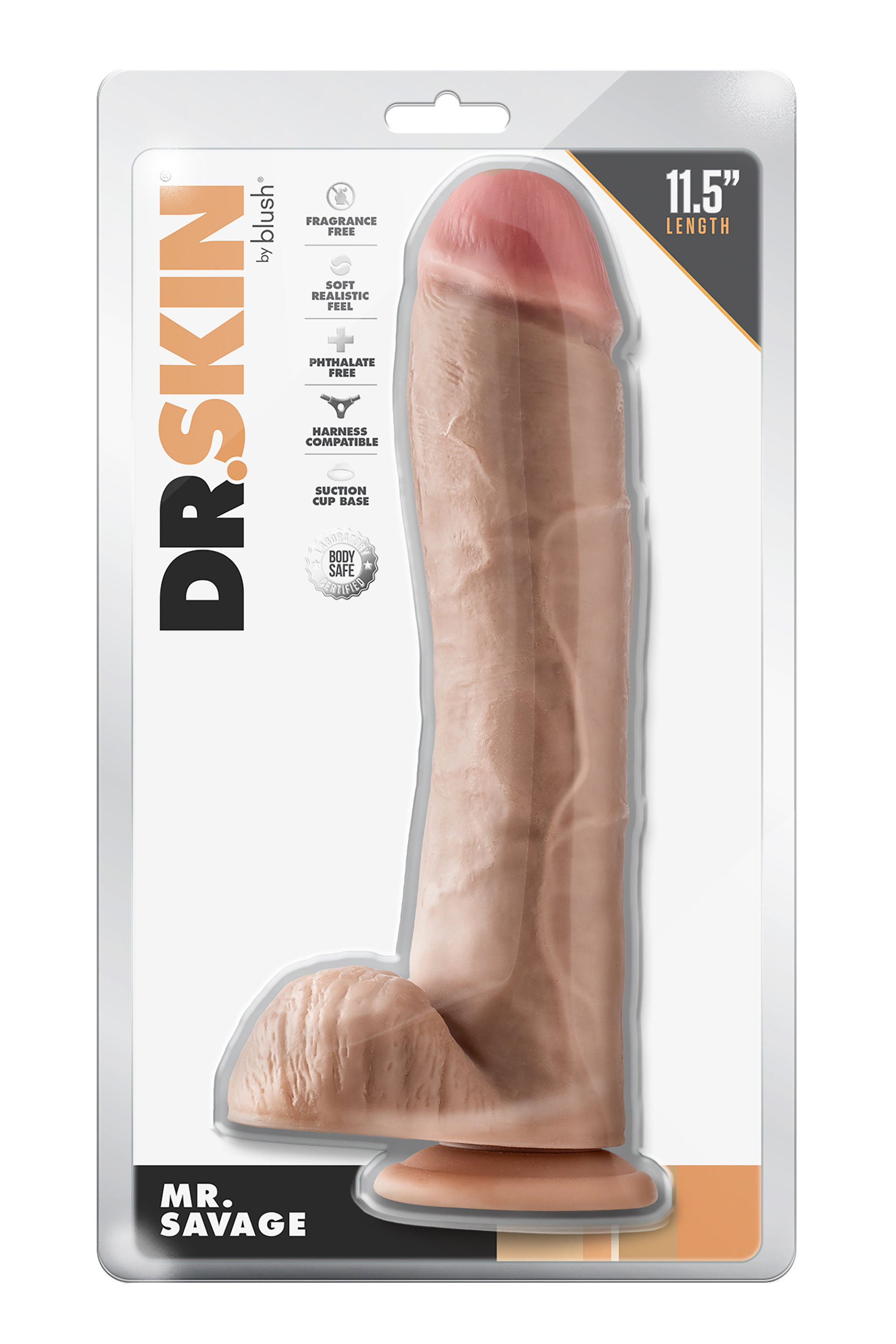 DR. SKIN MR. SAVAGE DILDO DA 11,5 POLLICI CON PALLE BEIGE