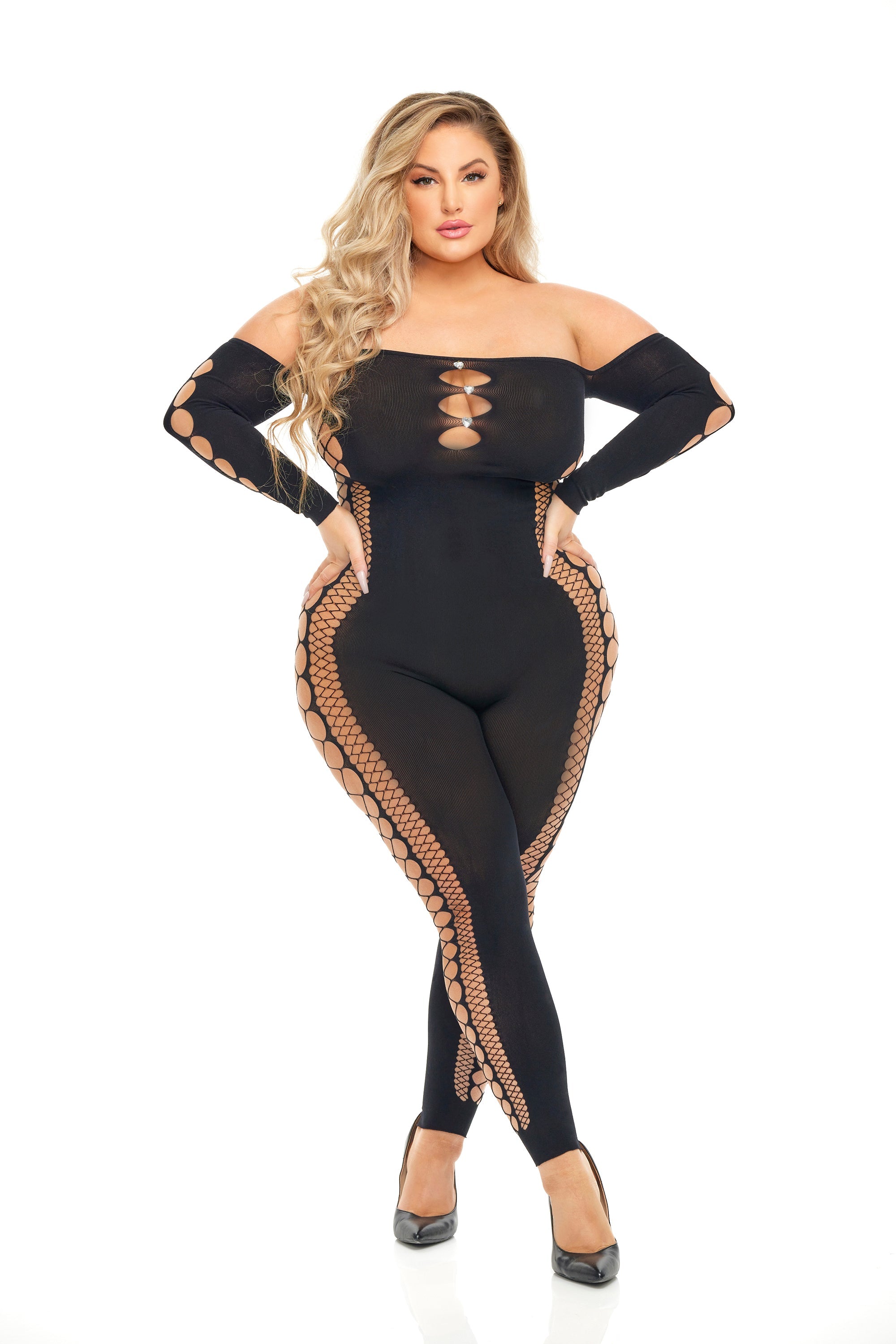 Bodystocking Diamond Drippin nero, QS