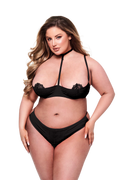 BACI 2 PEZZI REGGISENO E PERIZOMA SEXY A QUARTO DI COPPA NERO, QS