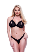 Completo 2 pezzi reggiseno e perizoma senza cavallo BACI nero