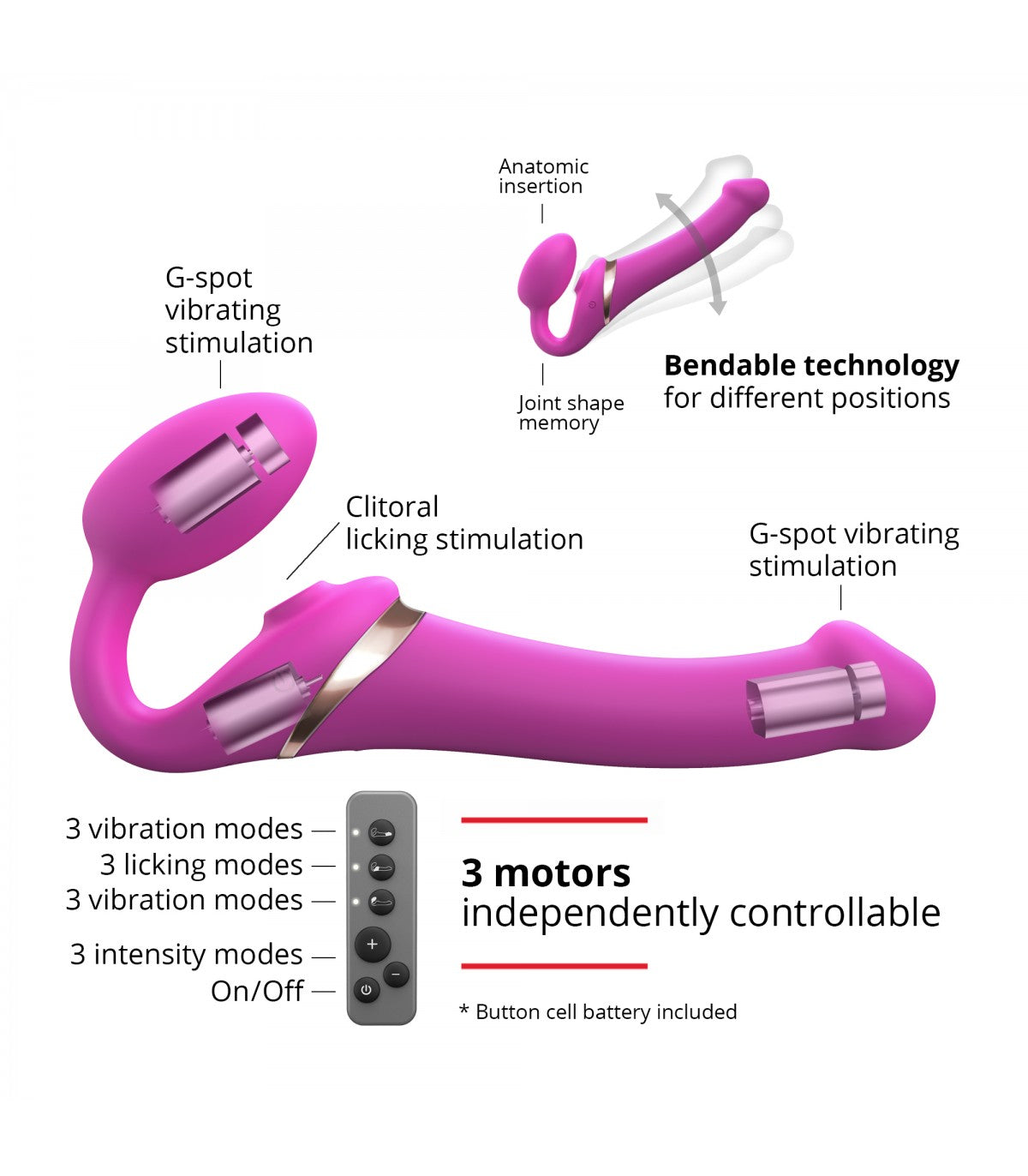 IMBRACATURA REGOLABILE MULTI ORGASMO XL FUCSIA