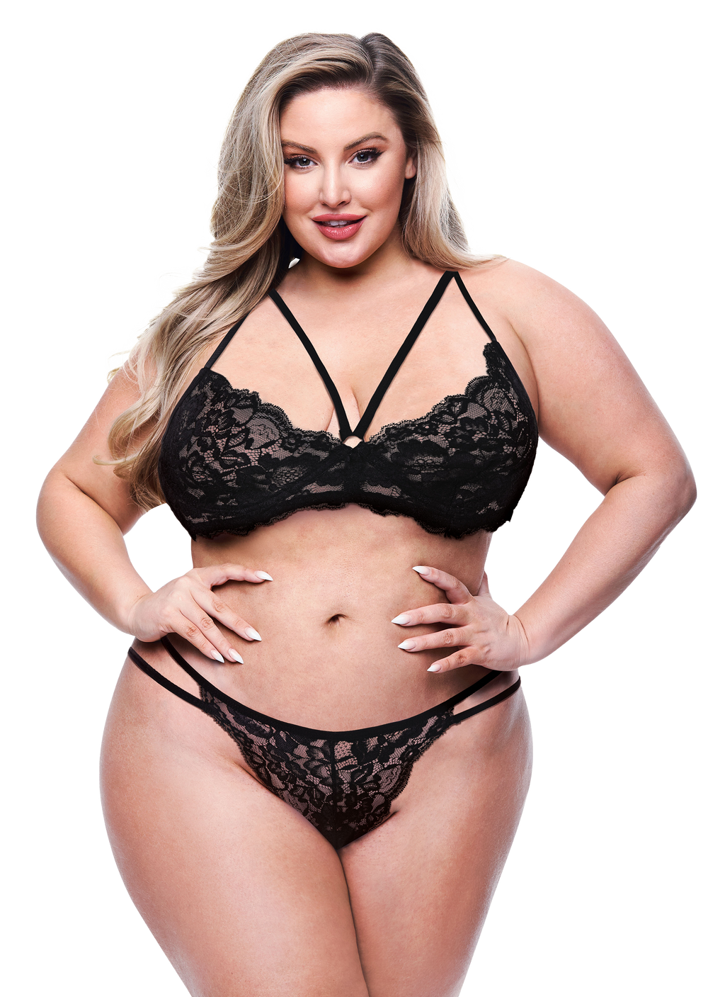 BACI 2 PEZZI REGGISENO E SLIP ECO CON SPALLINE NERI, QS