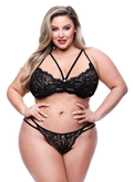 BACI 2 PEZZI REGGISENO E SLIP ECO CON SPALLINE NERI, QS