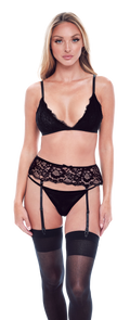 BACI 3 PEZZI REGGISENO, GIARDINIERA E SLIP ECO COMPLETO NERO