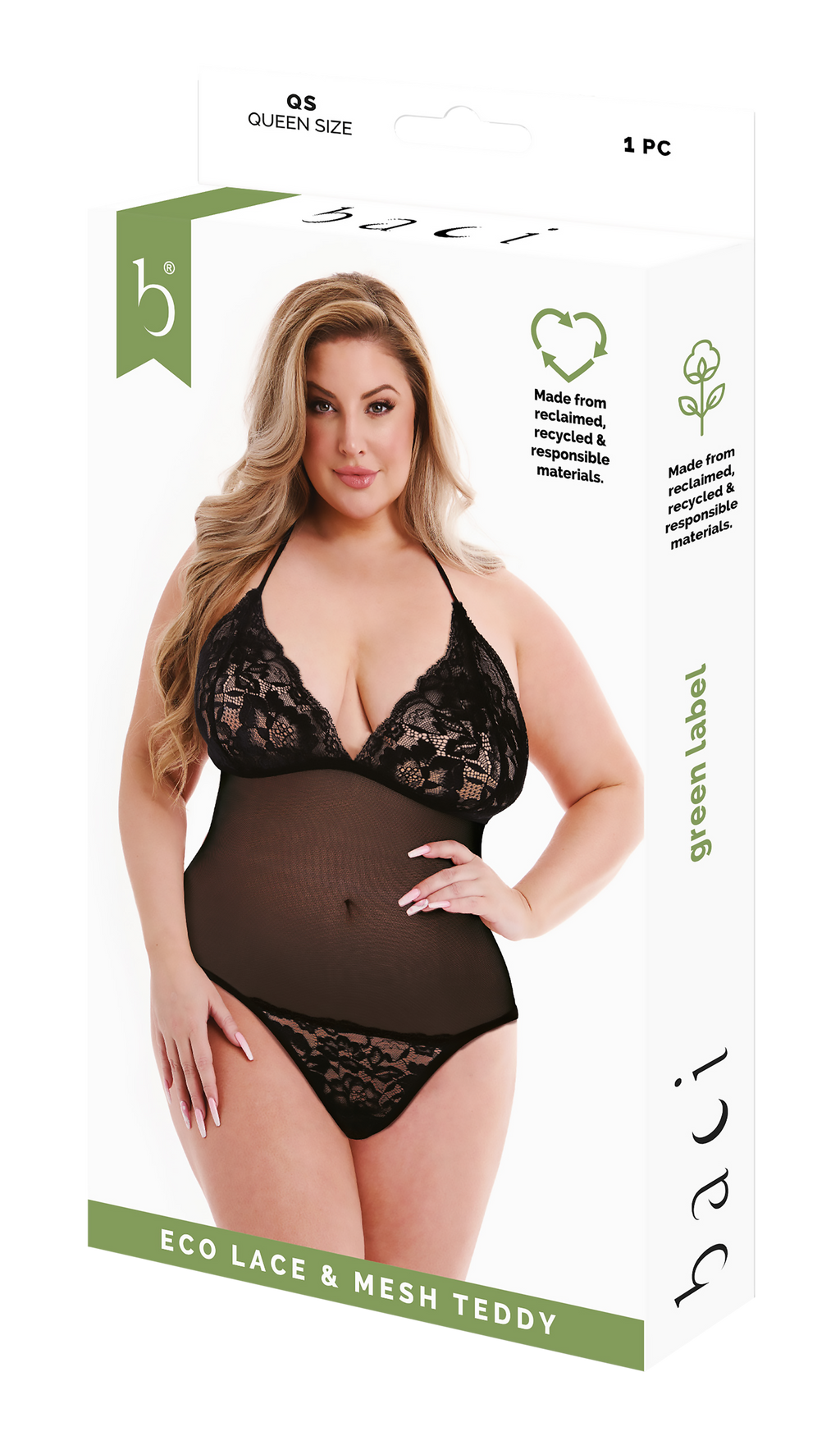 BACI ECO PIZZO E RETE TEDDY NERO, QS