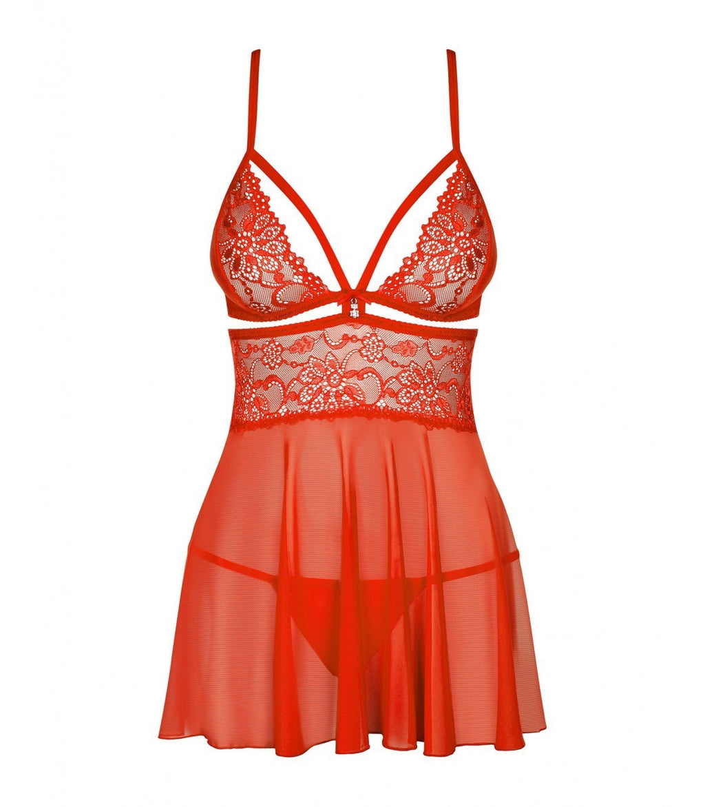 838-BAB-3 BABYDOLL E PERIZOMA ROSSO 2XL/3XL