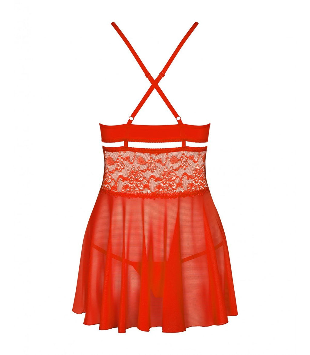 838-BAB-3 BABYDOLL E PERIZOMA ROSSO 2XL/3XL