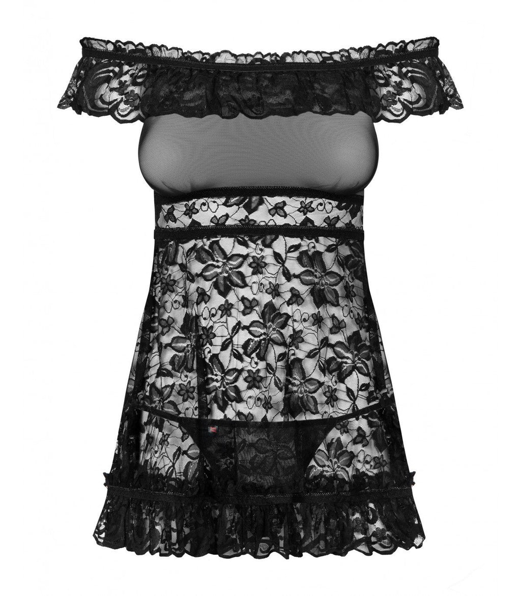 CAMICIA E PERIZOMA FLORES NERI S/M