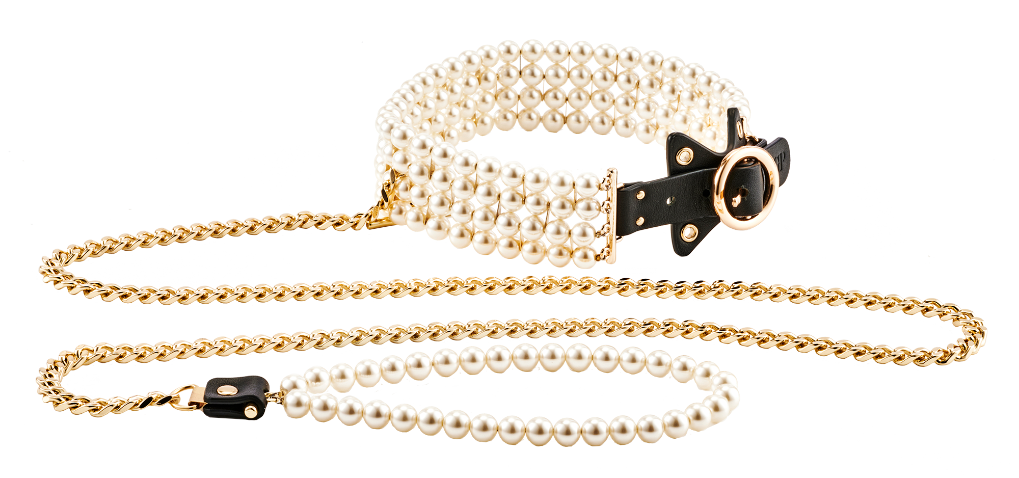 GUILTY PLEASURE GUINZAGLIO E COLLARE CON PERLE LUMINIOSE