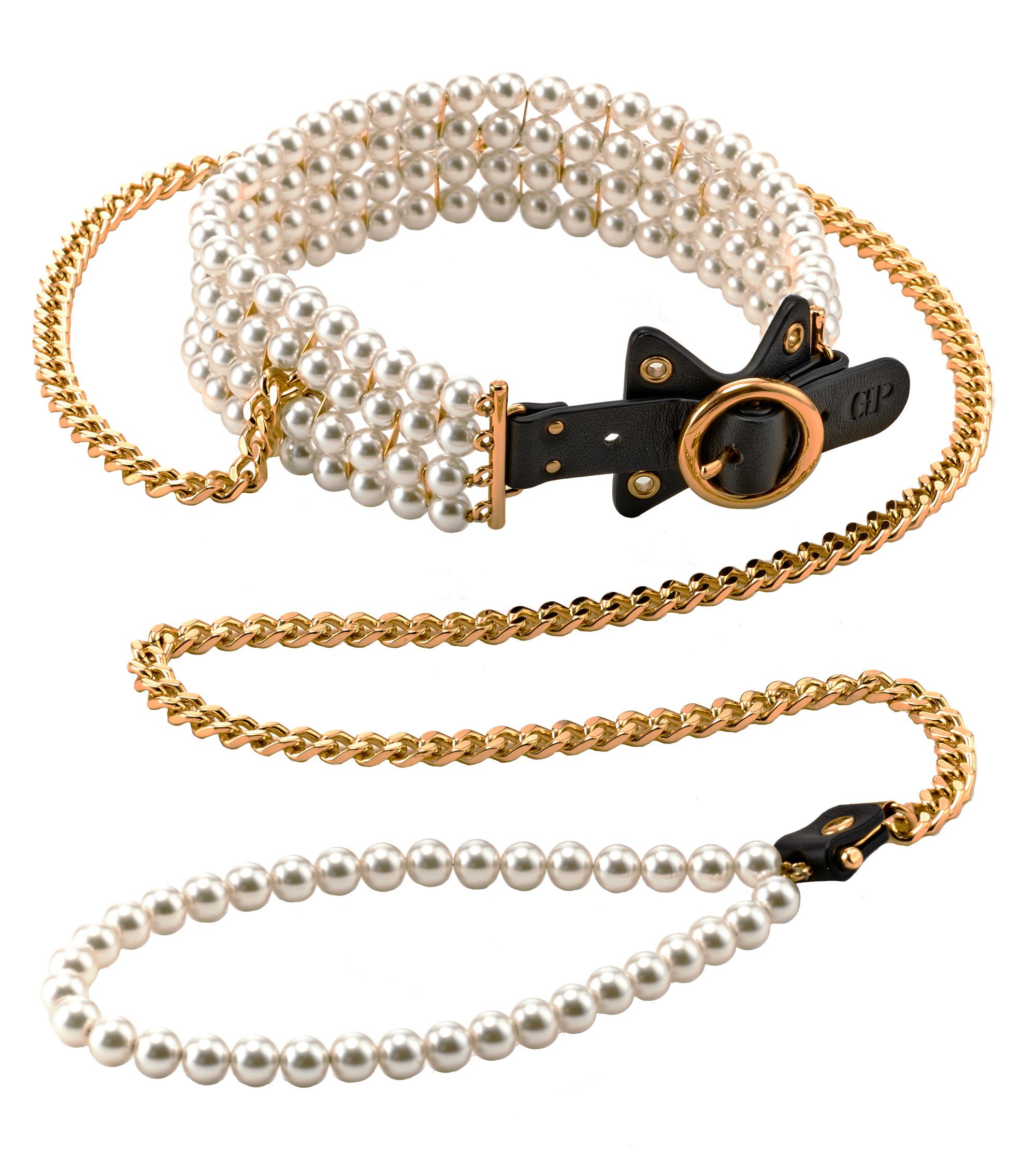 GUILTY PLEASURE GUINZAGLIO E COLLARE CON PERLE LUMINIOSE